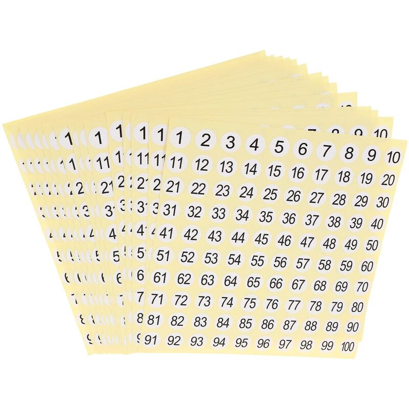 15 Sheets Labels Digital Stickers Numbered for Organizing Small Pants Classification Adhesive