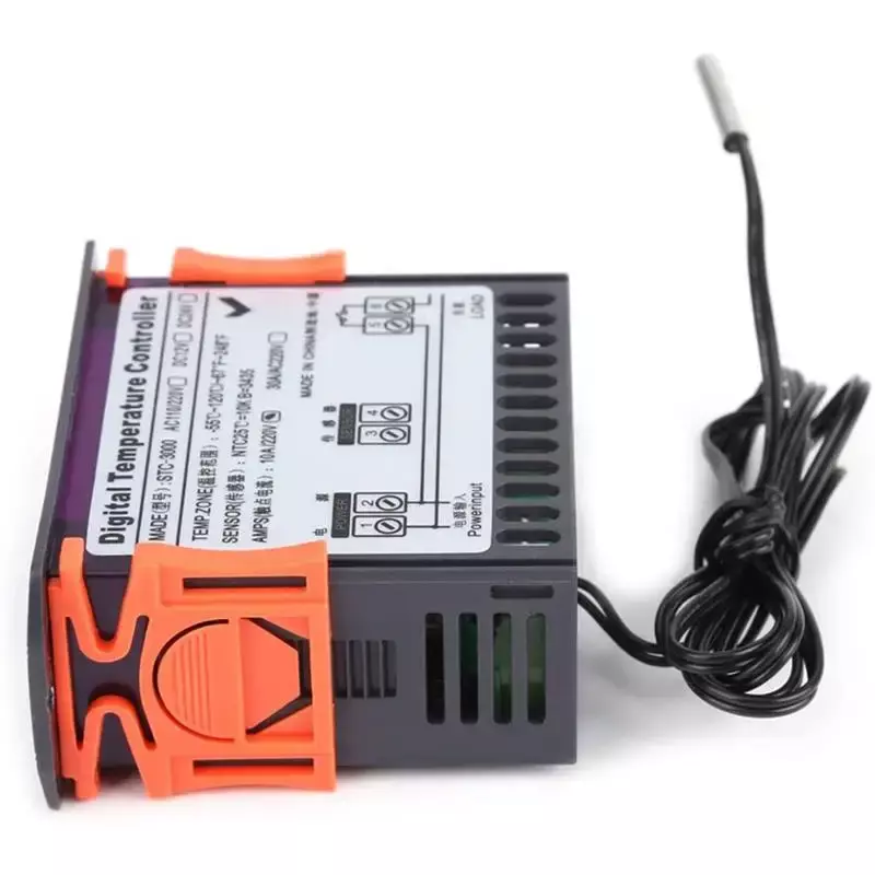 Controlador de temperatura Digital táctil con Sensor, termostato electrónico negro para incubadora, calefacción, refrigeración, 30a