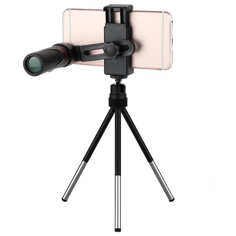 Télescope monoculaire portable avec support, mini télescope pour téléphone portable, extérieur, camping, chasse, observation des oiseaux, 2000x24 HD
