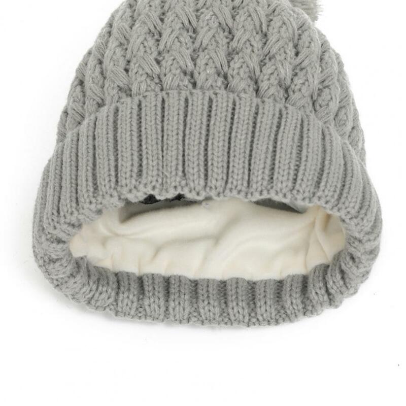 子供の冬の帽子と手袋のスカーフセット、ニットで厚い柔らかい暖かいドームの装飾ボール、ネックラップキャップグローブ、1セット