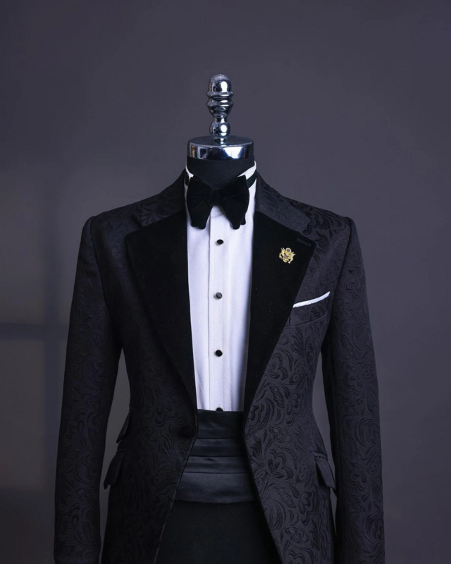 Мужской бархатный костюм из 2 предметов, пиджак и брюки с заостренным лацканом на одной пуговице, облегающий Свадебный костюм большого размера на заказ