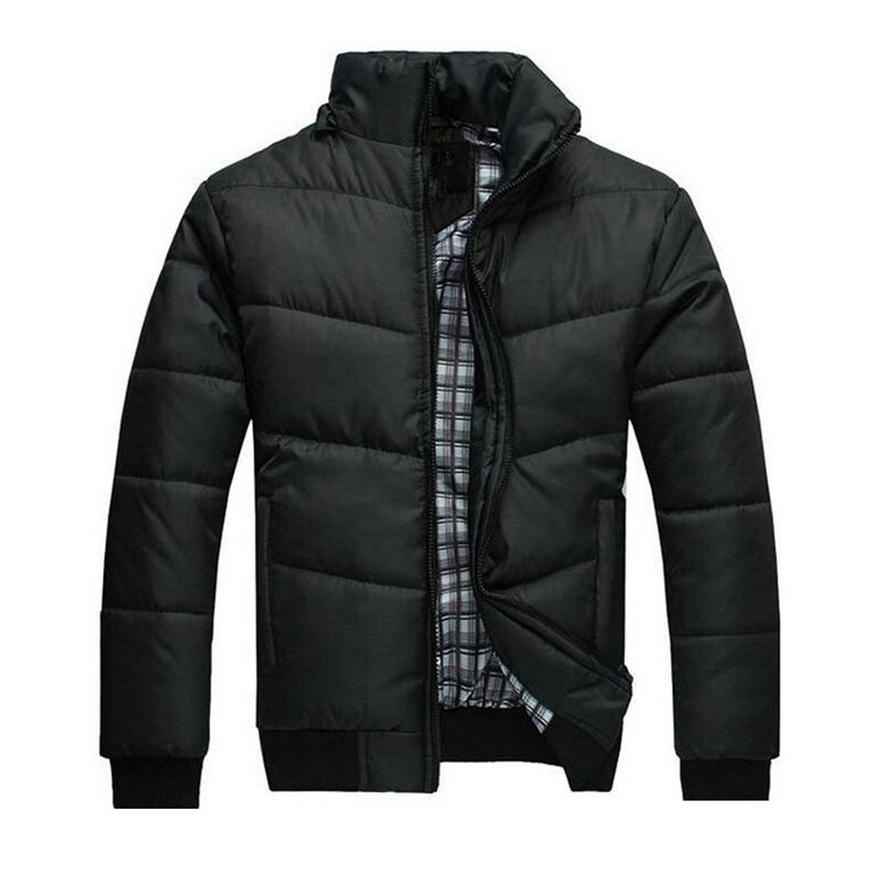 Jaket Down katun untuk pria jaket mantel musim dingin bertudung untuk belanja kerja kehidupan sehari-hari