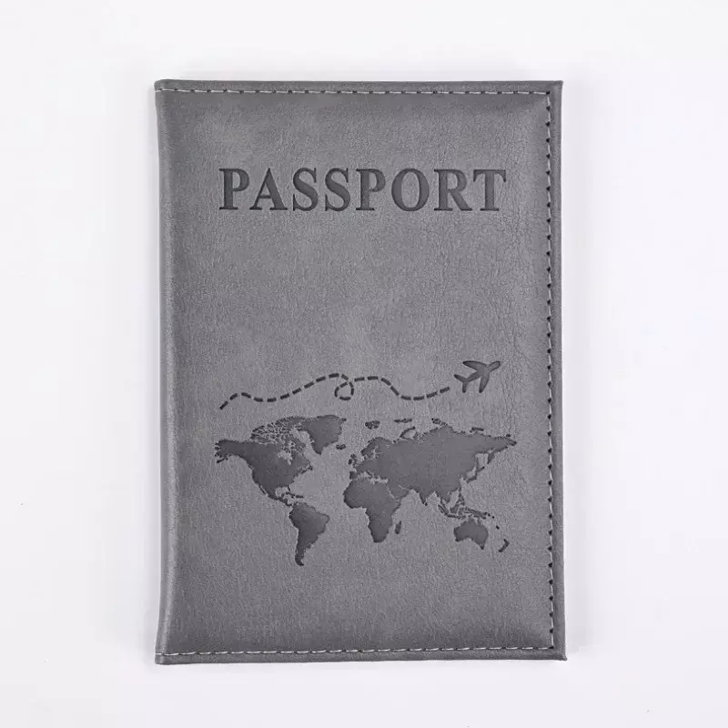 Sarung paspor pesawat Wanita Pria, dompet paspor perjalanan kulit merah muda lucu untuk anak perempuan