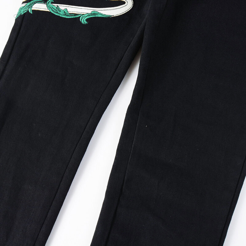 Джинсы мужские эластичные облегающие, модные уличные штаны из денима, брендовые дизайнерские брюки из денима в стиле хип-хоп, черные