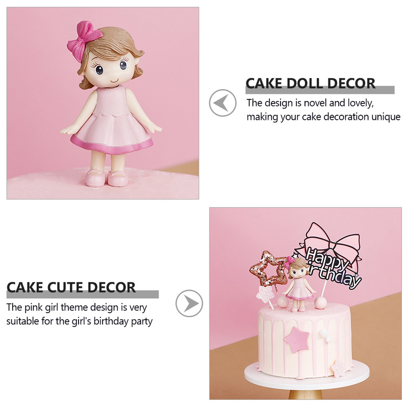 Resina bolo boneca decoração, ornamento do aniversário, sereia, modelo menina