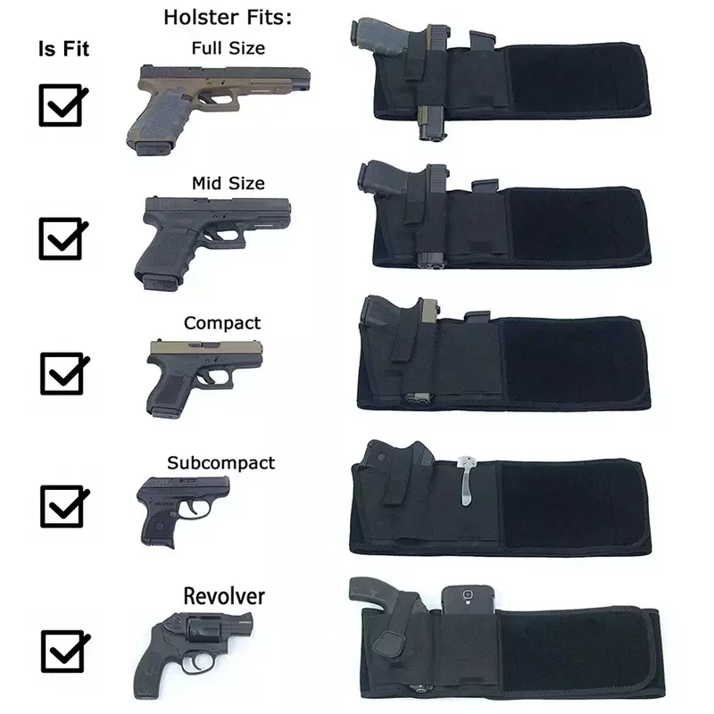 Tactical Belly Gun coldre cinto, escondido Carry cintura, titular da pistola, revista saco, cintura invisível
