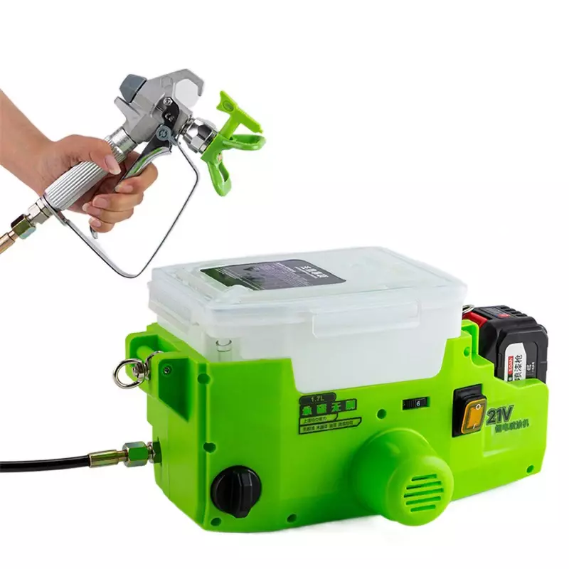 Máquina pulverizadora de pintura sin aire, pistola eléctrica portátil, aerógrafo de alta potencia para el hogar con batería de litio, 1.7L