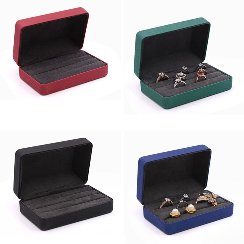 Kotak Organizer perhiasan kulit Pu, tempat penyimpanan cincin anting portabel perjalanan Microfiber Multi Slot gelang kalung tampilan berdiri
