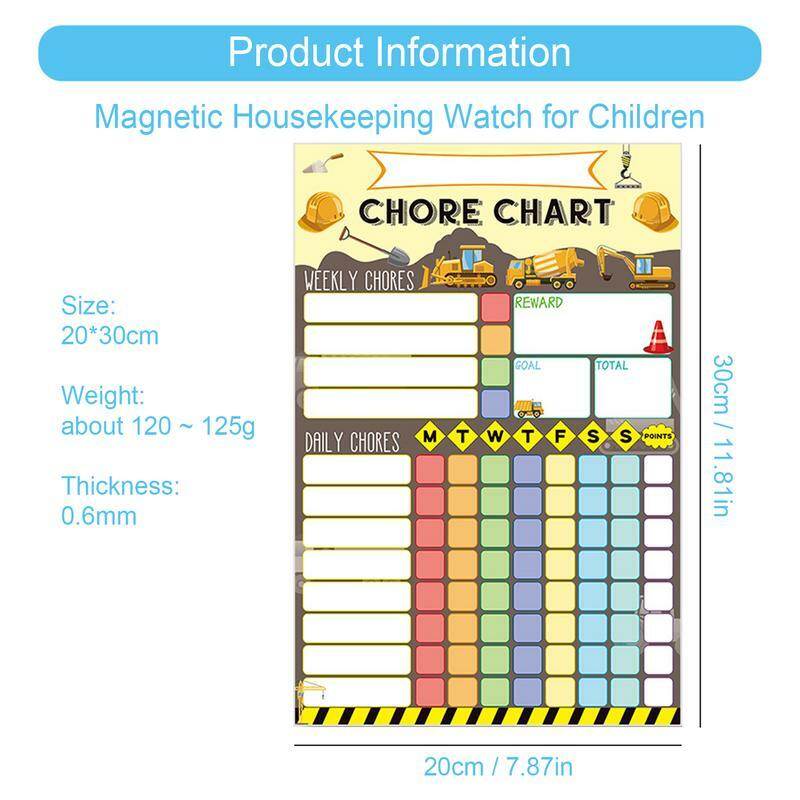 Magnetic Chore Chart for Kids, Dry Apagar, Gráfico de Comportamento, Gráficos com 2 Markers, Frigorífico Calendar
