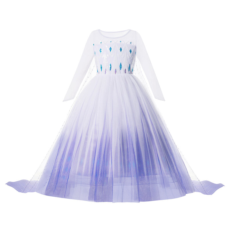 Disney Frozen 2 Princess Dress feminino, Malha, Elsa, Rainha da Neve, Cosplay Outfit, Birthday Party, Roupa infantil, 2-12 anos, 2024