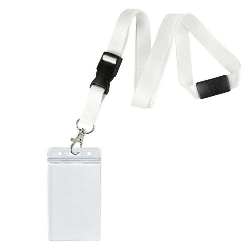 1Pcs Card Holder Name Badge Holder Work Business Credit Card PVC Card Cover Case with Lanyard Stationery School Office Supplies
