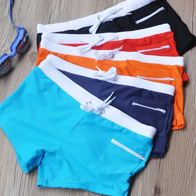 Mens Swimming Trunks with Mesh Liner Zipper Pocket Summer Quick Dry Swim Shorts Solid Color Bathing Suit Swimsuit Swimwear