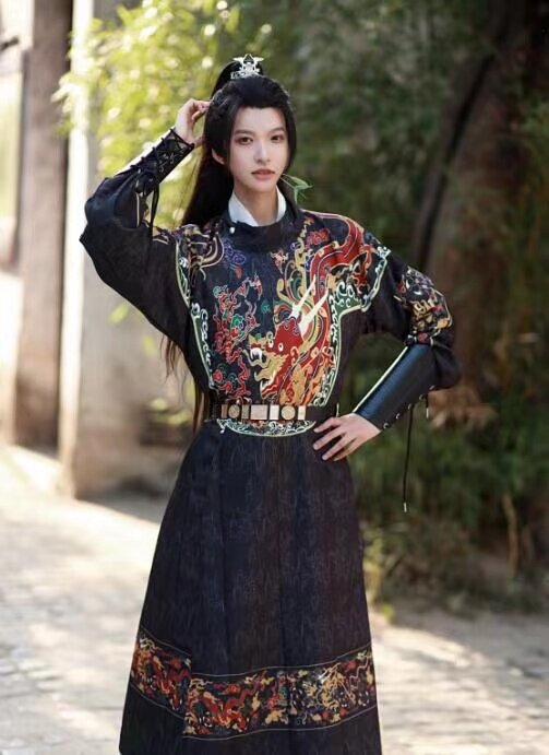 الصينية الياقة المستديرة Hanfu فستان للرجال والنساء ، والملابس التقليدية ، رداء ، المتخصصة ، المبارز ، زي التنين ، الأصلي ، سلالة تانغ