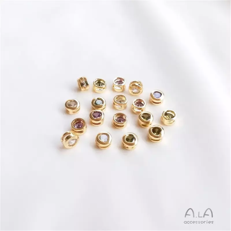 LOVE ZKETS-Petite perle ronde incrustée d'or 14 carats, pendentif clavicule, bracelet à bricoler soi-même, accessoires de bijoux, rationnel