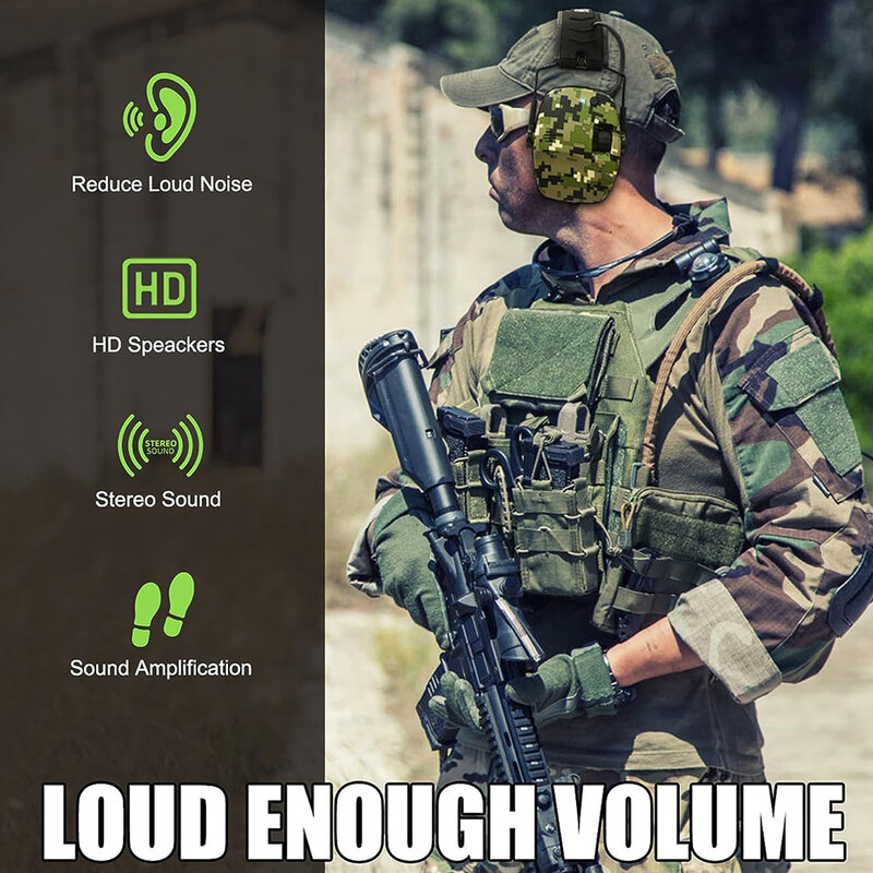 HOCAZOR-سماعات أذن إلكترونية للتصويب ، سماعات بلوتوث 5.0 ، حماية للأذن ، تقليل الضوضاء النشطة ، سماعات للصيد