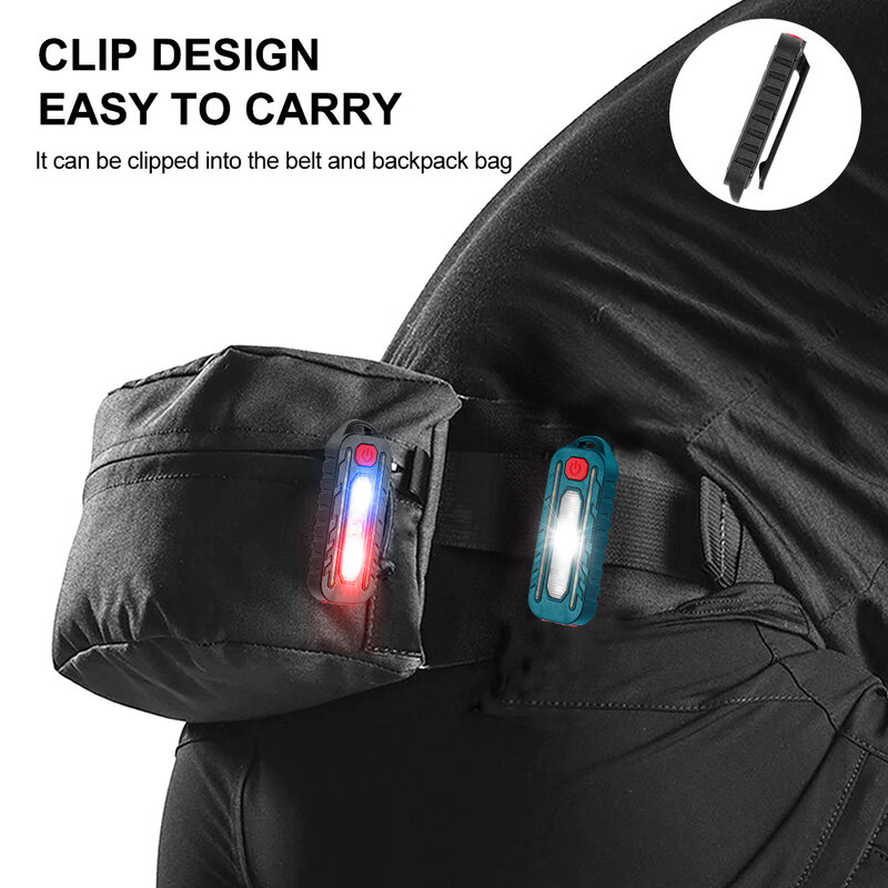 Multifunction Red and Blue Warning Light USB Charging Bicycle Tail Light LED Waterproof Police Shoulder Clip Light Helmet Lamp