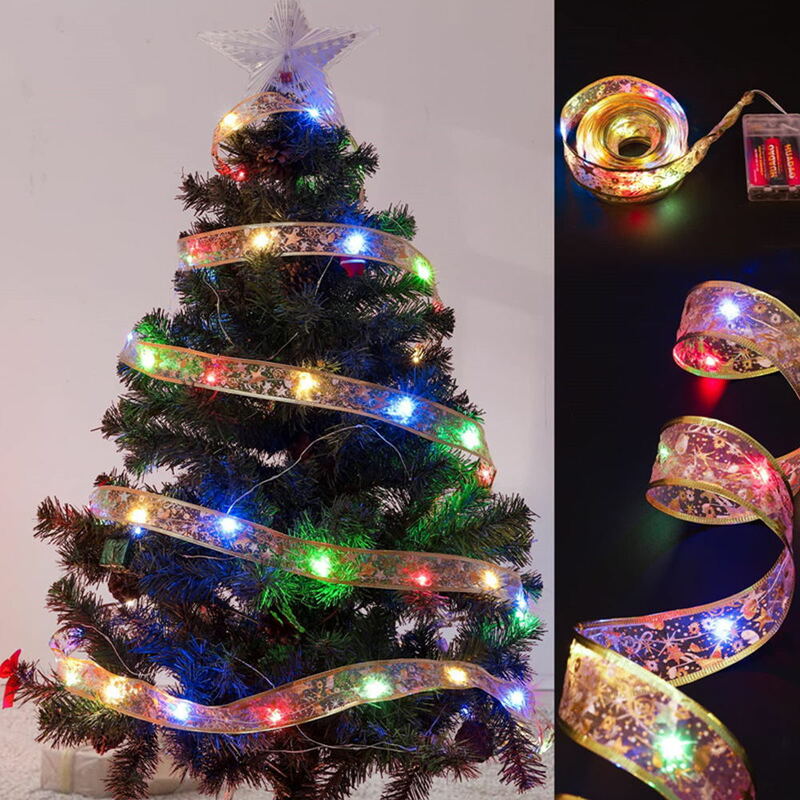 Ruban fée lumière décoration de Noël, ornement d'arbre de Noël, guirlandes lumineuses de vacances, décor de mariage, 5 m, 10m