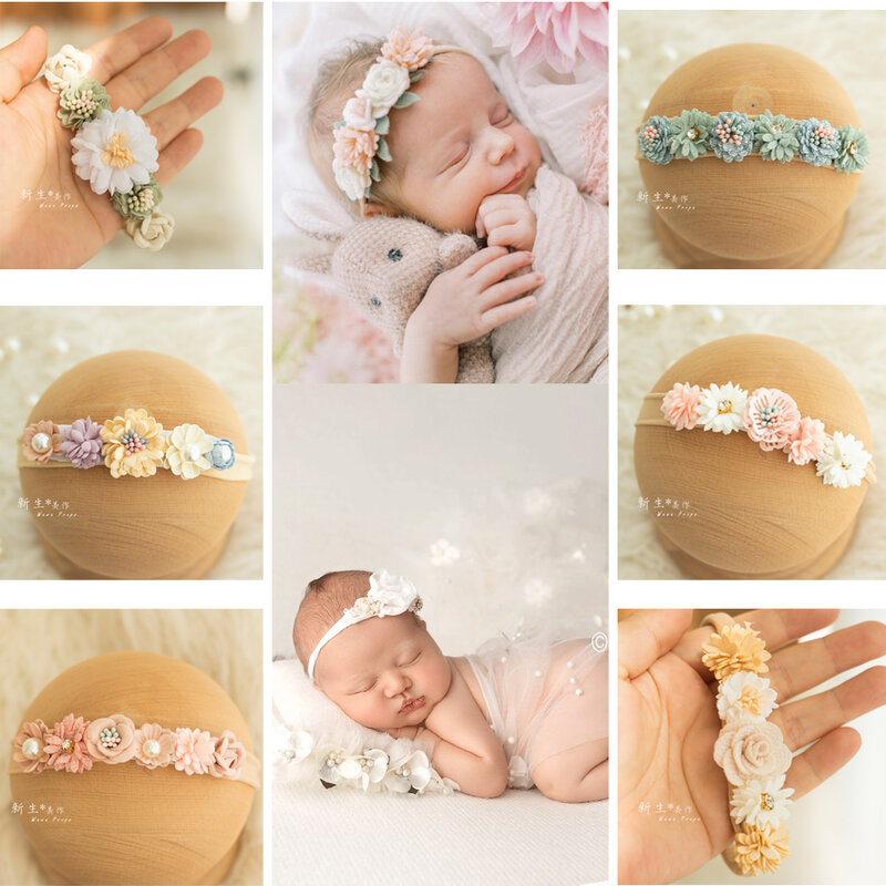 新生児用の伸縮性のある花のヘアバンド,女の赤ちゃんのヘッドバンド,写真アクセサリー