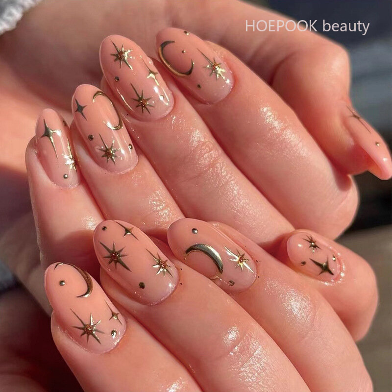 24pcs Pink Gradient Almond Press on Nails Tips Simple Fashion Trend unghie finte Art unghie finte artificiali naturali rimovibili