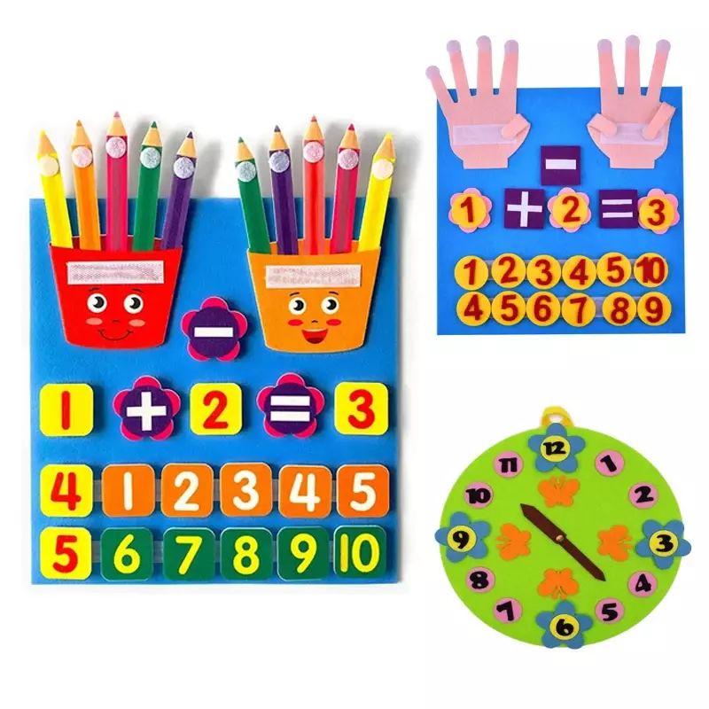 Детские игрушки Монтессори, фетровые игрушки для детей с подсчетом, Раннее Обучение для развития интеллекта малышей
