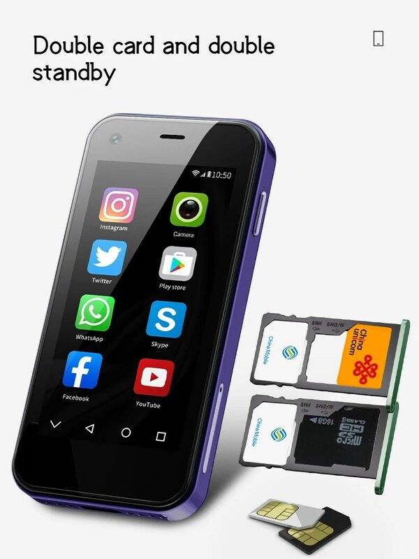 SOYES-teléfono inteligente XS13 Pro Mini, smartphone con Android 9,0, pantalla de 2,5 pulgadas, 2GB de RAM, 16GB de ROM, SIM Dual, modo de espera, Play Store, WhatsAPP, 3G