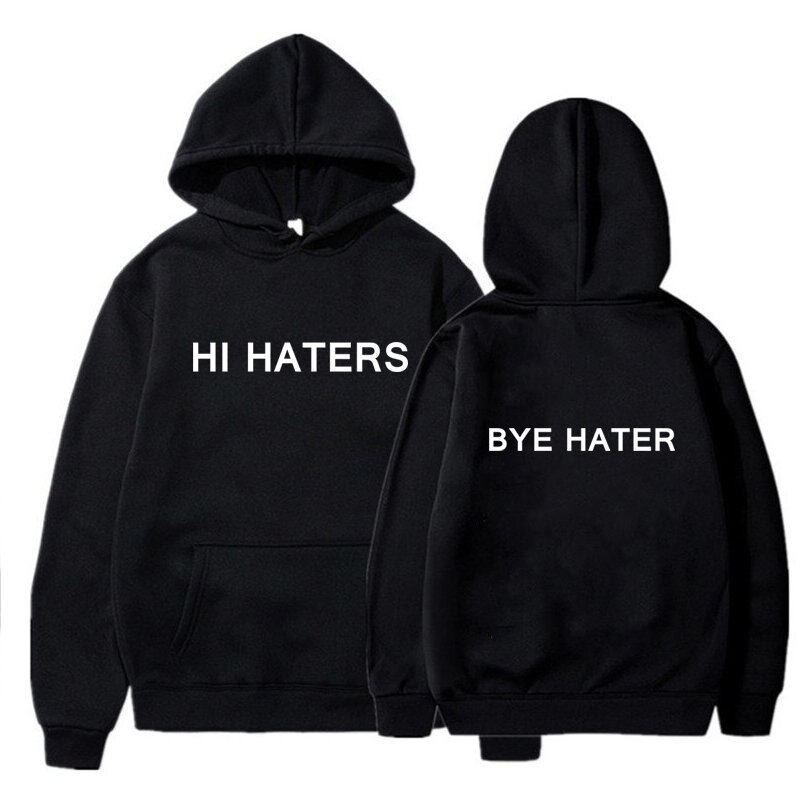 Grappige Hi Haters Bye Haters Brief Bedrukte Tops Vrouwen Hoodie Vintage Sweatshirt Harajuku Heren Pullover Streetwear Koreaanse Mode