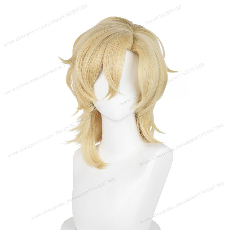 Parrucca Cosplay avventurina 40cm capelli corti dorati Honkai Star Rail HSR parrucche Cosplay parrucche sintetiche resistenti al calore