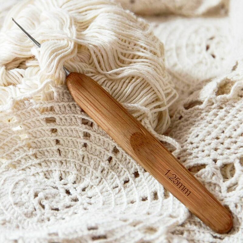 Bambu kayu Crochet kait kerajinan tangan ukuran kecil panjang jarum merajut jarum selendang selimut