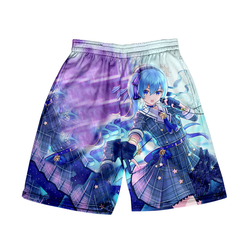 HOLOLIVE VTuber Hosimati Suisei pantalones cortos de Anime para mujer y hombre, pantalones cortos de playa, ropa de calle 3D