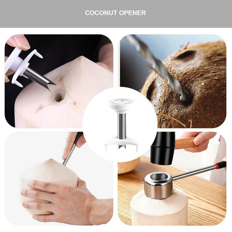 Coconut Opening Tool Pointed Stainless Steel Hole Puncher Portable Coconut Opener For Home Fruit Stores Ergonomic Coconut Tool