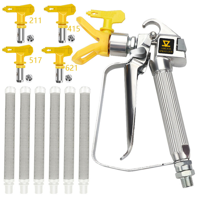 Airless Paint Spray Gun, High Pressure 3600 PSI with 4 x Swivel Joint 211,415,517,621 and 6 x Filter