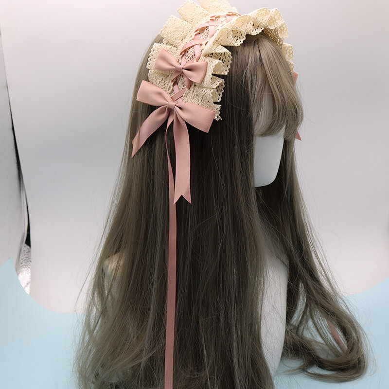 2022 Gothic หวาน Bowknot Hair Hoop อะนิเมะ Cosplay Headband Lolita ลูกไม้ดอกไม้ Headwear อุปกรณ์เสริม Dropshipping