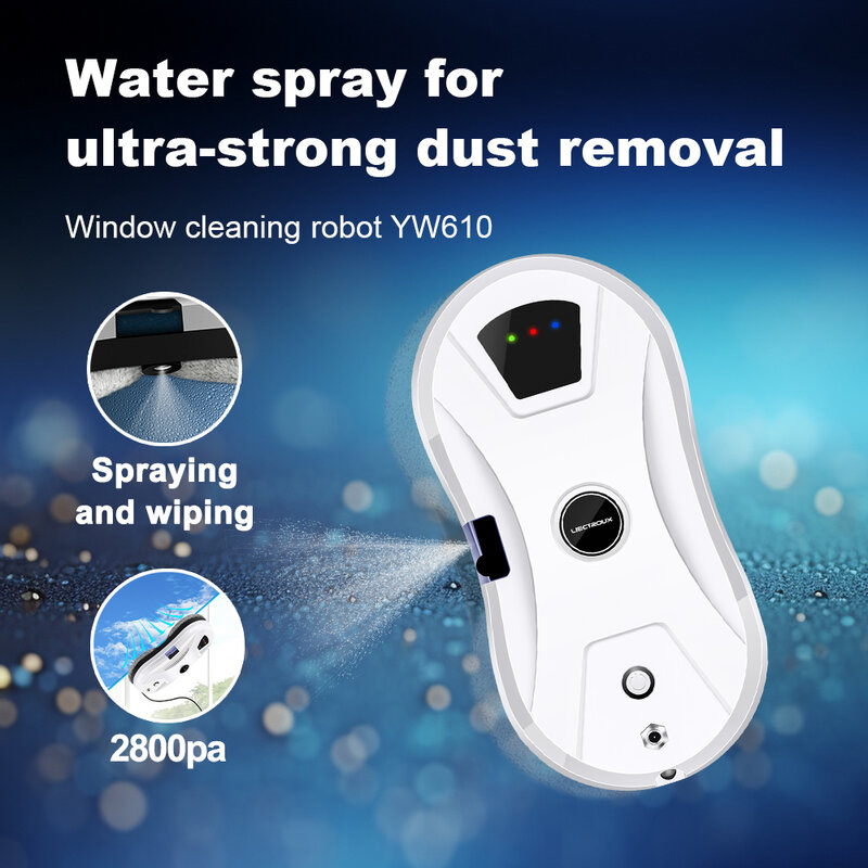 Liectroux  YW610 Window Cleaning Robot, Water Spray,Ultrathin Window Robot Vacuum Cleaner,Glass Wiper,Dry & Wet Mopping,AI Route