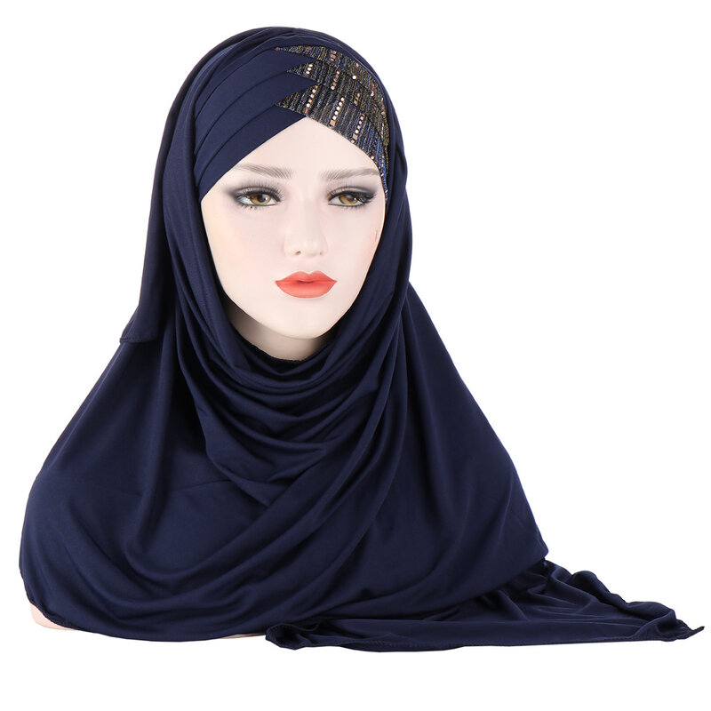 인스턴트 히잡 모자 일반 쉬폰 저지 히잡, 여성 베일 이슬람 이슬람 히잡 모자 스카프