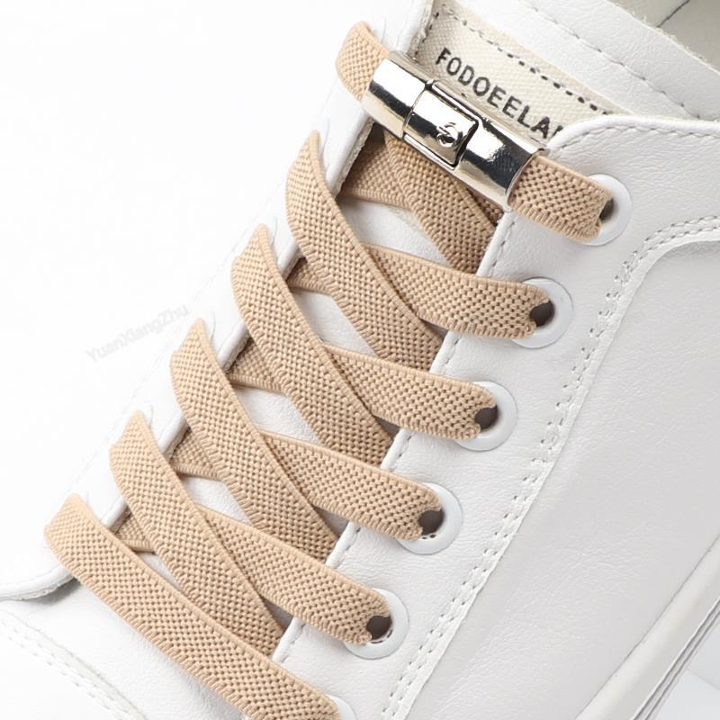 8MM No Tie Shoe laces Press Lock Elastic Laces Sneaker Ampliado Cadarços Planos Sem Laços Crianças Adulto Cadarço Sapatos Acessórios