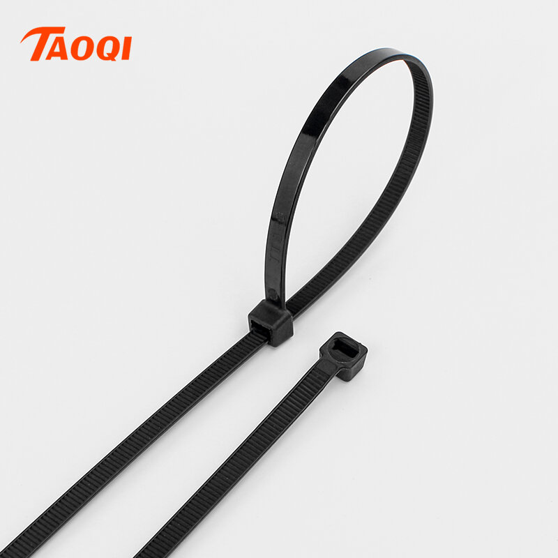 Self-locking kunststoff nylon krawatte 100PCS/tasche schwarz Zip wraps strap nylon kabelbinder set befestigungs ring schleife Draht Wrap