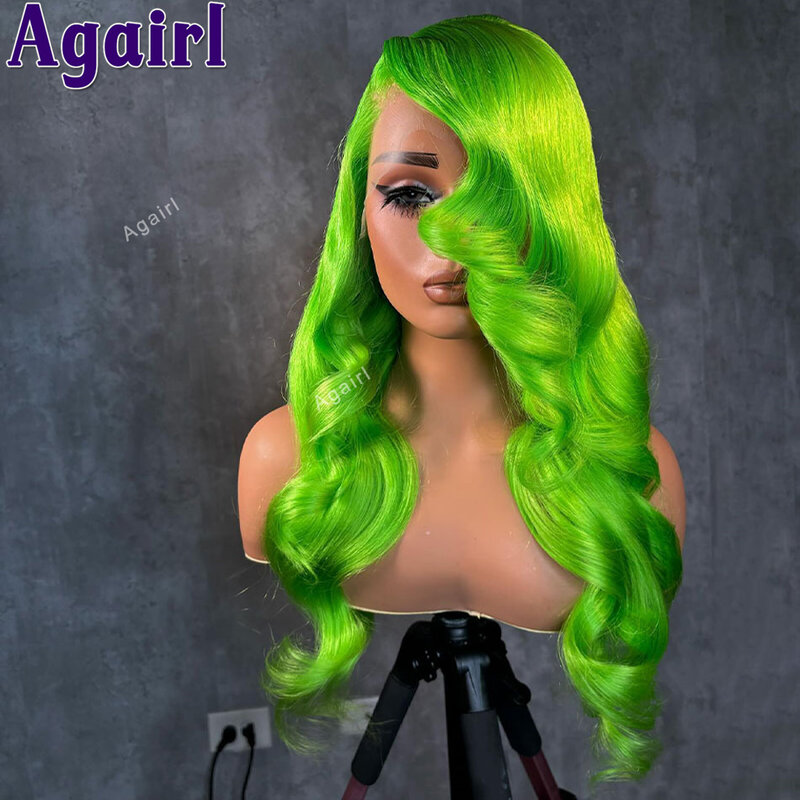 200% Density Light Green Body Wave Transparent 13x4 13x6 Lace Front Human Hair Wigs Pre Plucked 613 Colored Wigs For Black Women