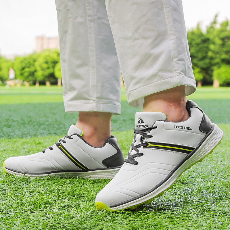 Sepatu Golf profesional pria, sepatu Golf Fitness luar ruangan nyaman Anti Slip santai berjalan ukuran 39-47