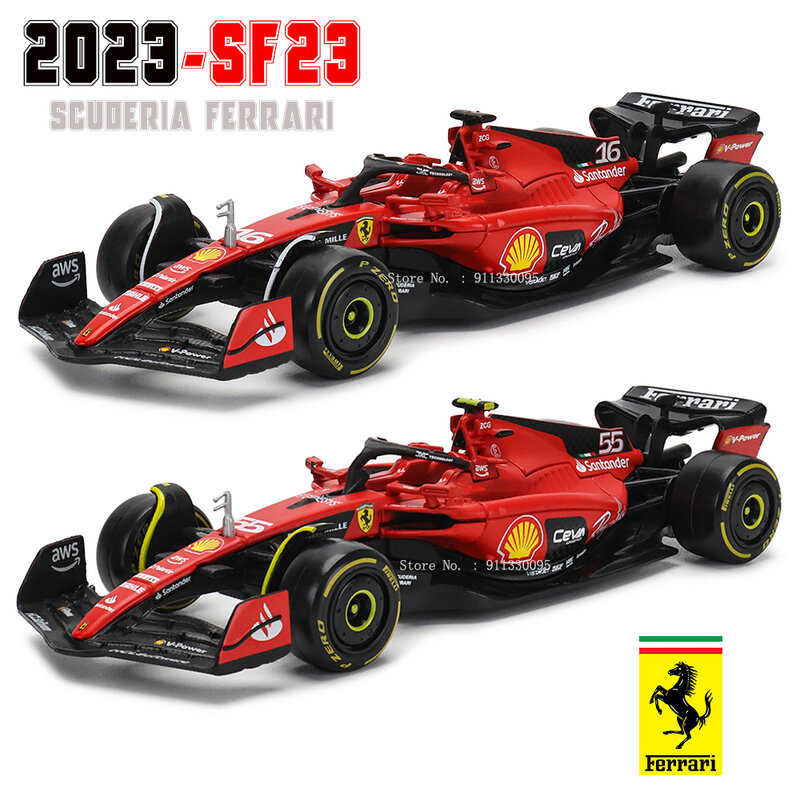 Bburago 1:43 F1 Ferrari 2023 SF23 #16 lefler #55 Sainz Jr. Koleksi mainan Model melempar mobil Aloi persamaan pesanan pertama