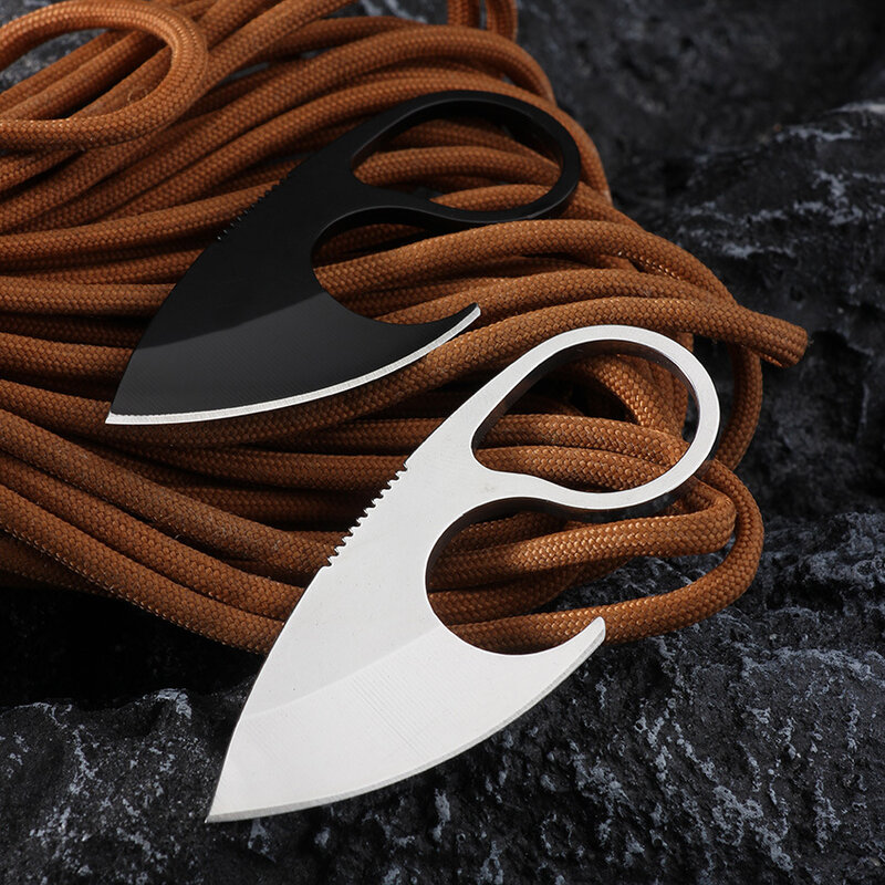 Cuchillo de acero inoxidable para collar, adorno de anillo de vaina K conveniente, cuchillo esencial para desempaquetar, cuchillo portátil diario para exteriores