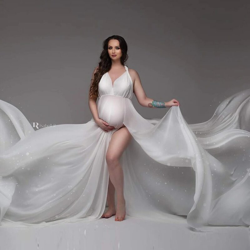 Vestido de fotografía de maternidad suave Convertible para mujer, vestido de tirantes multiposición, vestidos de maternidad, vestido de fotografía para sesión de fotos