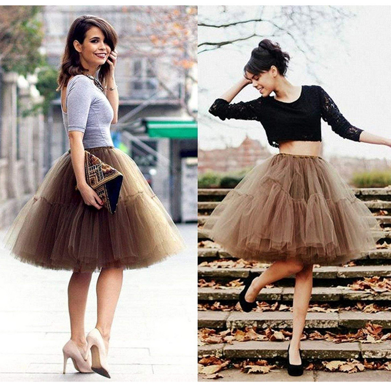 Женская короткая юбка, мягкая юбка-пачка из тюля, женское платье, 6-слойное винтажное бальное платье с высокой талией, Нижняя юбка в стиле рокабилли-кринолина