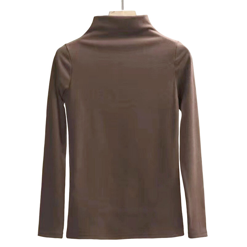 Damski bluzka termiczna z długim rękawem Slim Fit warstwa podstawowa pulower podszyty polarem koszule z długim rękawem na wakacje do klubu na świeżym powietrzu