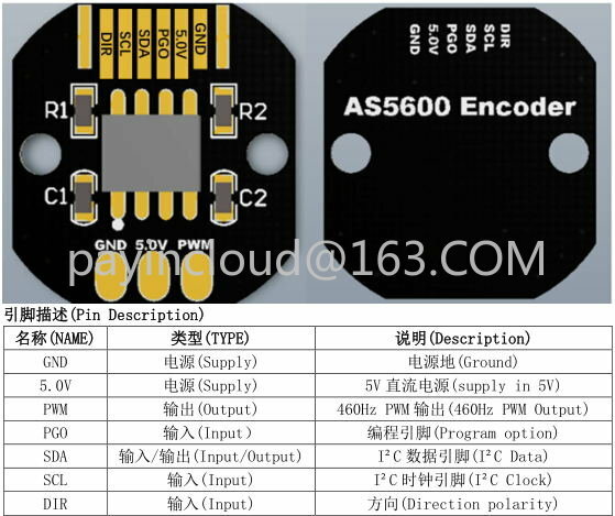 Encoder rotativo AS5600 valore assoluto porta PWM/I2C 12 Bit per Encoder incrementale motore Brushless Gimbal PTZ/Gimbal/Pan Tilt