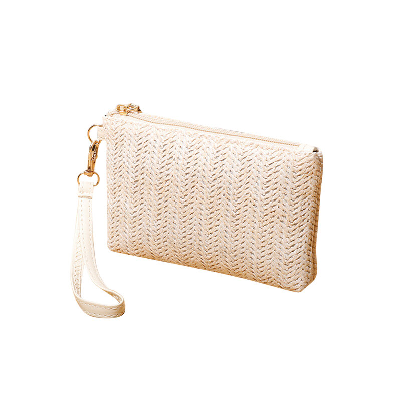 Women's Woven Bag Wristlet Clutch Medium Long Day Wallet Mobile Coin Pouch Beach Purse Fashion Card Holder Household