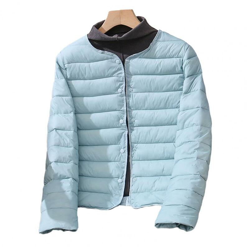 Jaqueta acolchoada de algodão de manga comprida feminina, cardigã feminino, casaco de peito único, macio, quente, leve, resistente ao frio, inverno