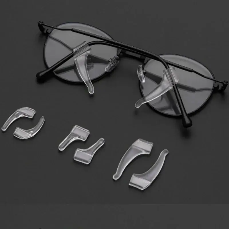 Kacamata silikon DIY, kait telinga silikon, pegangan kaki Anti jatuh, pengencang braket lengan telinga, aksesori kacamata transparan