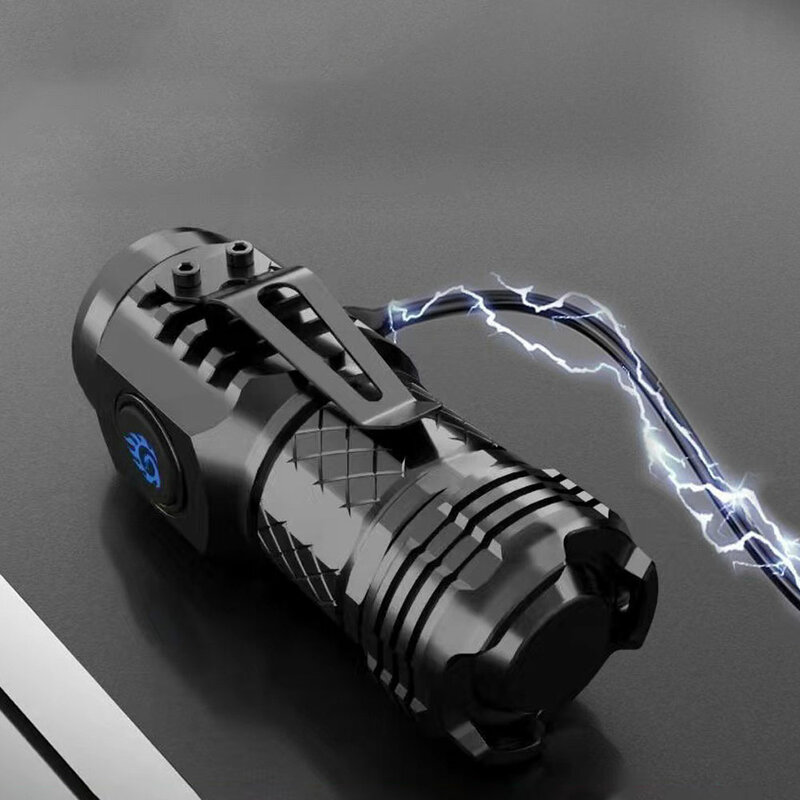 휴대용 미니 강력한 LED 손전등, USB 충전식 강력한 조명 토치, 18350 배터리 내장, 캠핑 낚시 랜턴