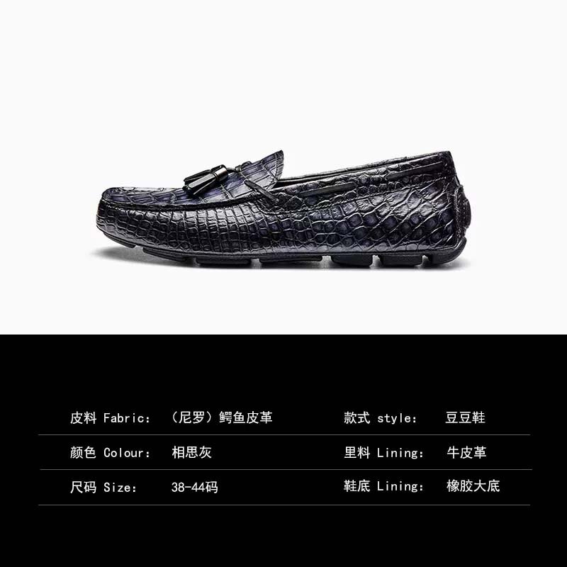 Gete – chaussures en cuir de crocodile pour hommes, baskets de loisirs décontractées, mocassins à semelles en caoutchouc