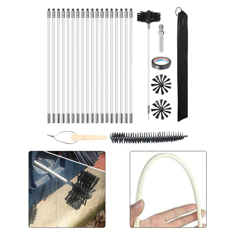 Effortless Chimney Cleaning  25PCS Kit with Flexible Nylon Rods and Durable Brushes  Suitable for All Types of Pipes